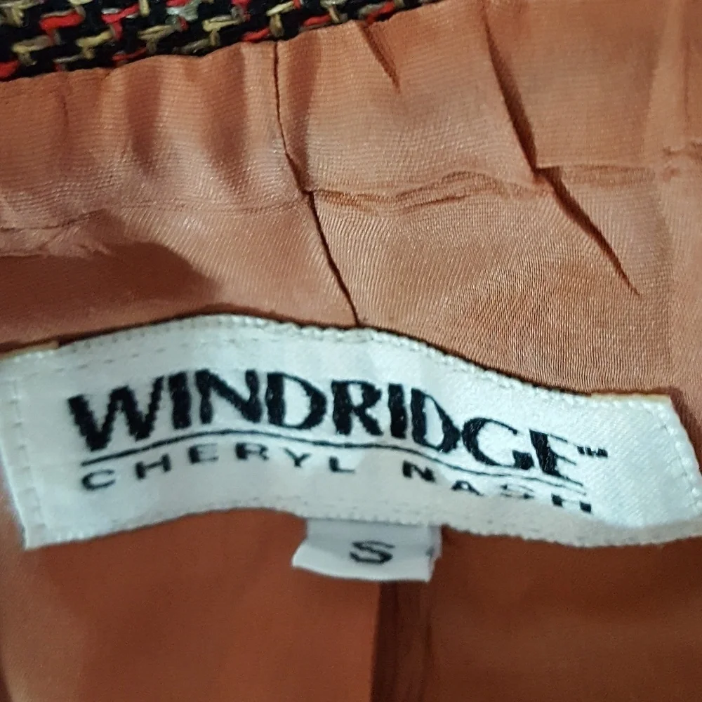 Vintage Windridge‎ Cheryl Nash Brown and Red Tweed Silk Blazer